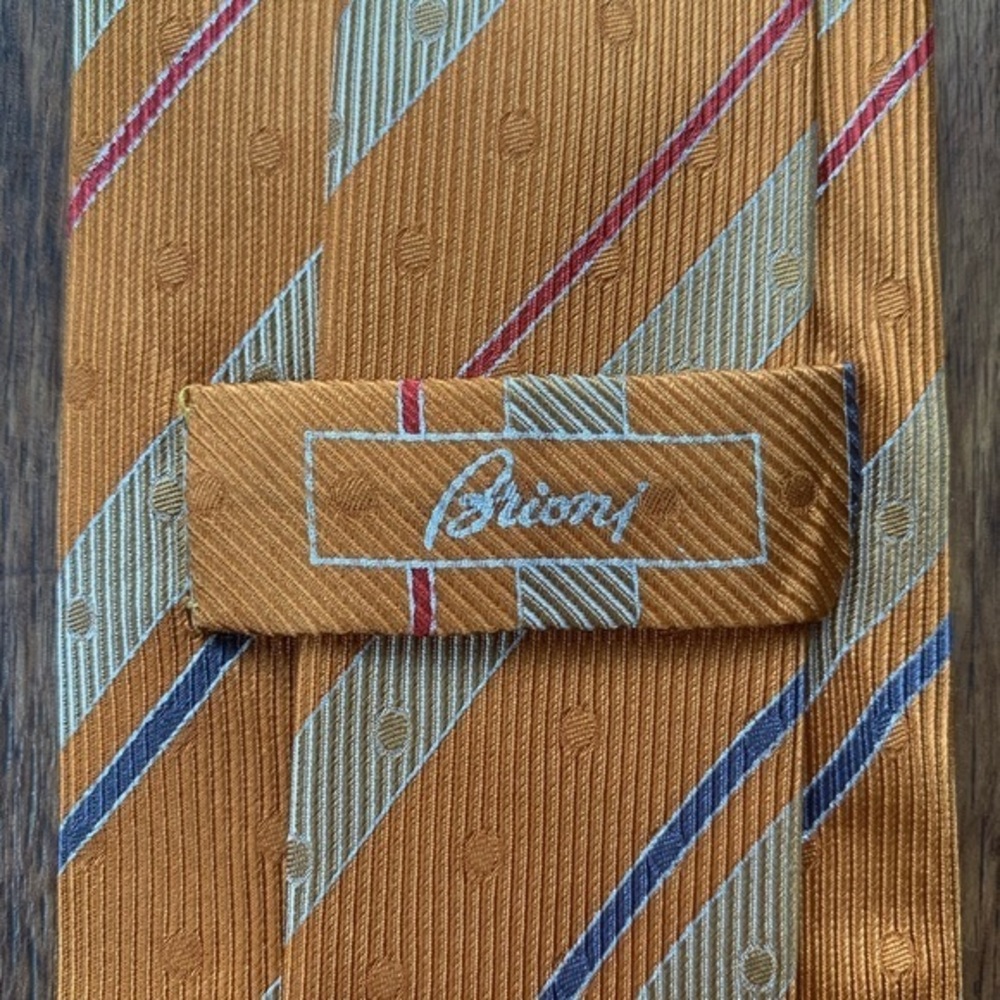 Brioni Orange Striped Silk Tie